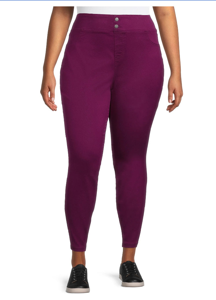 Terra & Sky Women’s Plus Size Skinny Jegging – Mid-Rise – Purple