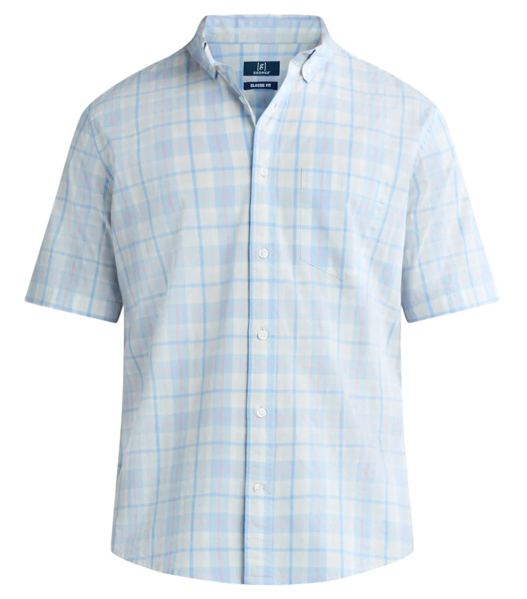George Men's & Big Men's Button-Up Poplin Shirt with Short Sleeves.