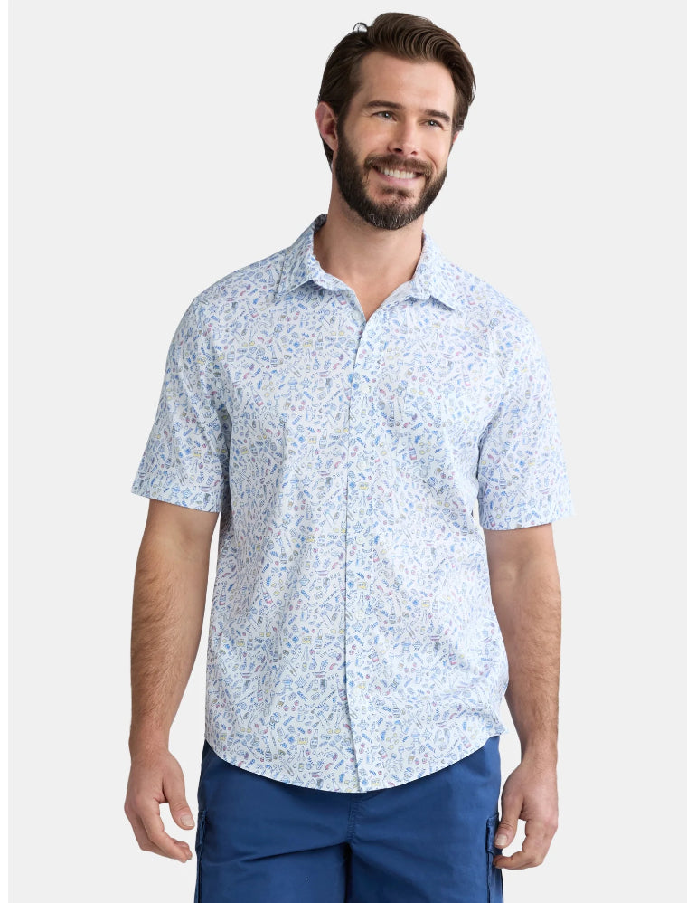George Men's & Big Men's Button-Up Poplin Shirt with Short Sleeves.