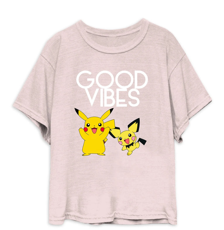 Pokémon Vibes Tee in a soft blush color.