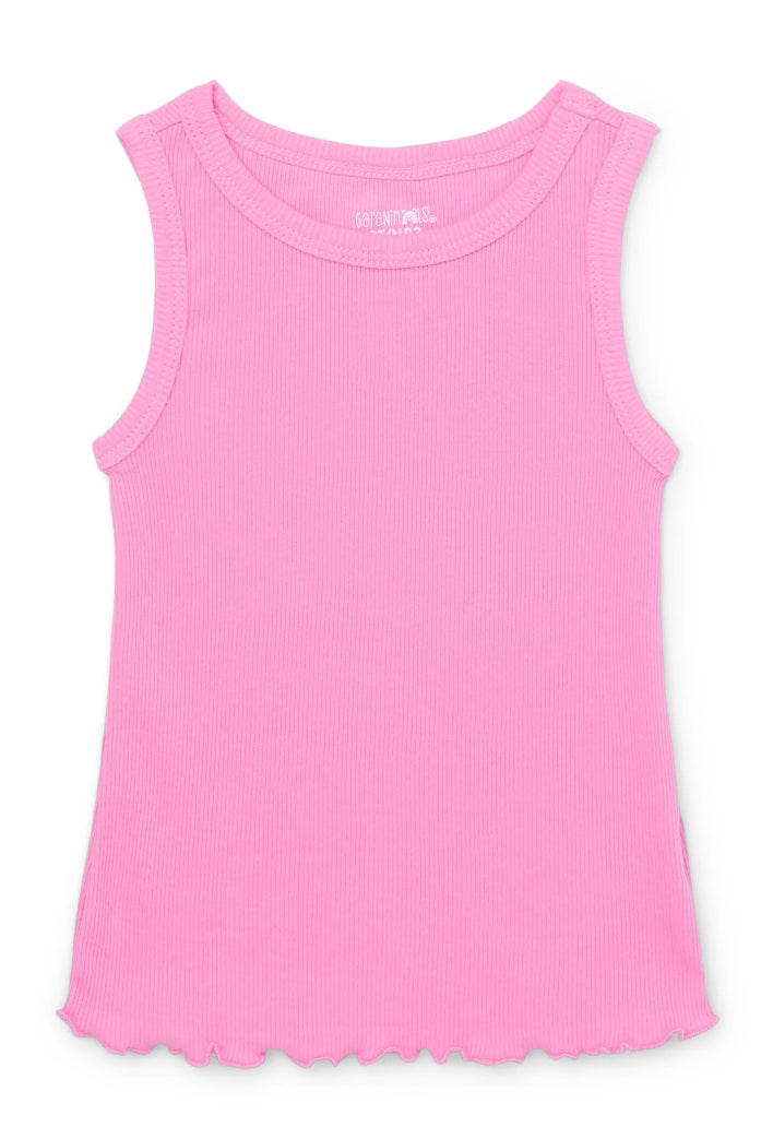 Garanimals Toddler Girl Solid Rib Tank with Lettuce Hem.