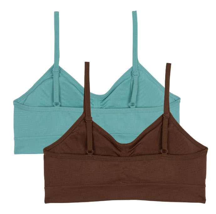 Wonder Nation Girls' Seamless Ruched Recycled Bra, 2-Pack