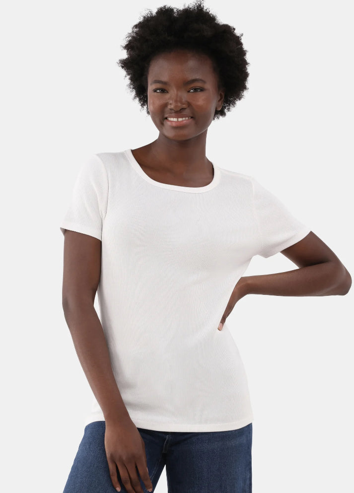 Time and Tru Women's Short Sleeve Rib Tee