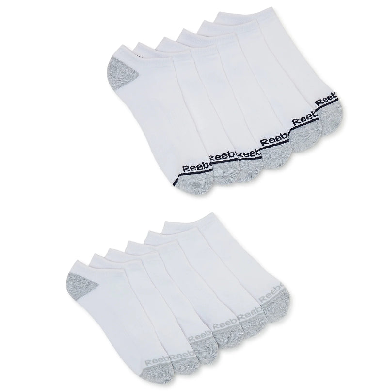 Reebok Men's Socks, Essentials Cushion No Show Socks 12 Pack