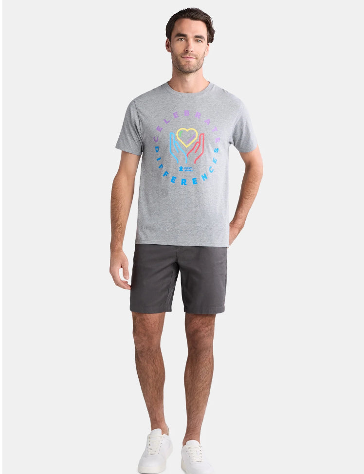 Autism Awareness Men's Celebrate Differences Graphic Tee with Short Sleeves.