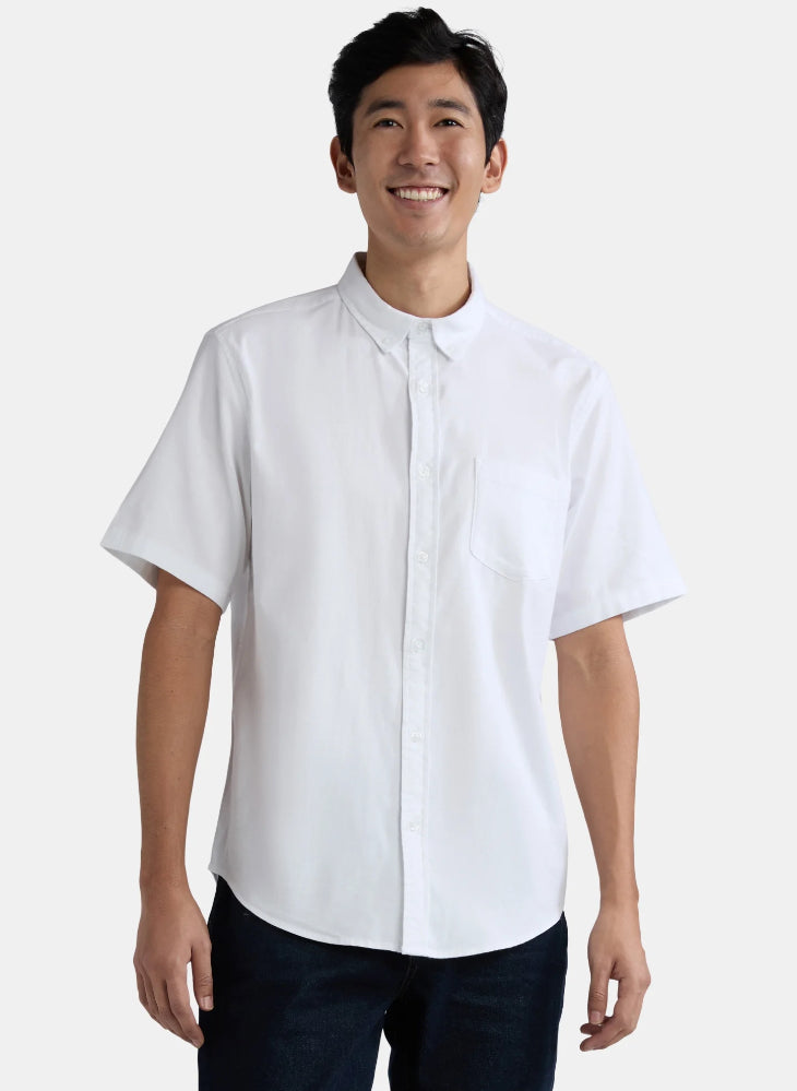George Men's & Big Men's Button-Up Poplin Shirt with Short Sleeves.