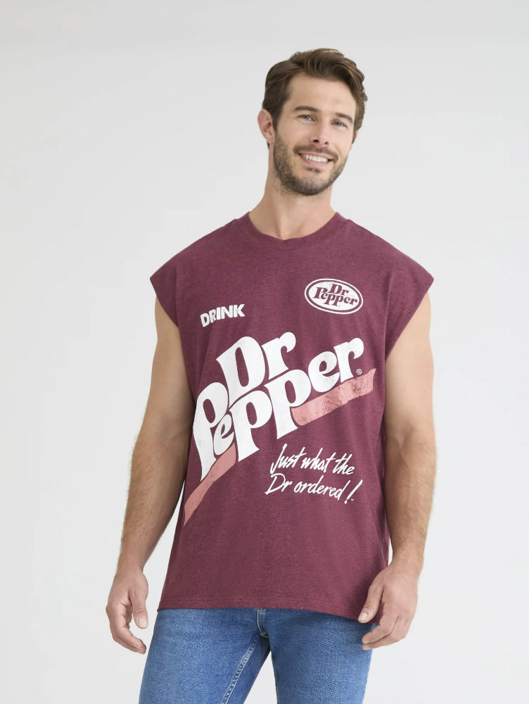 Dr Pepper Men's and Big Men's Graphic Print Muscle Tank Top