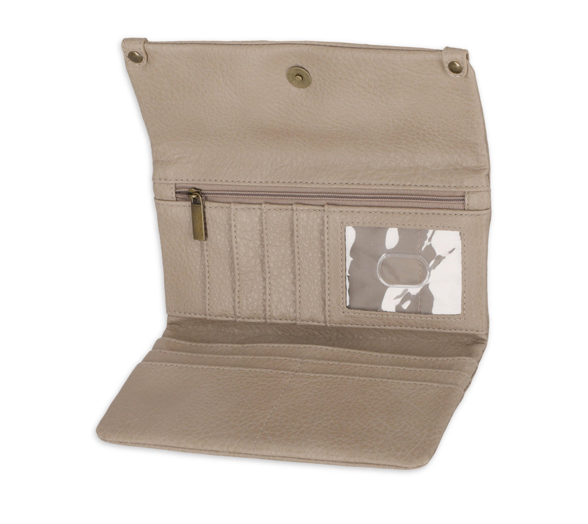 Time And Tru Women's Farrah Clutch Wallet Vinyl Solid Tan