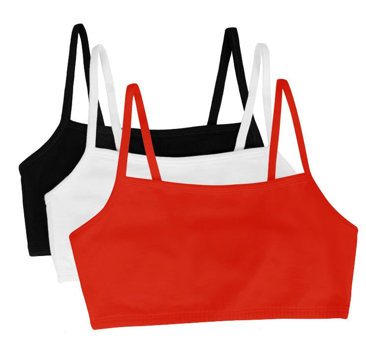 Fruit of the Loom Women's Spaghetti Strap Cotton Sports Bra, 3-Pack.