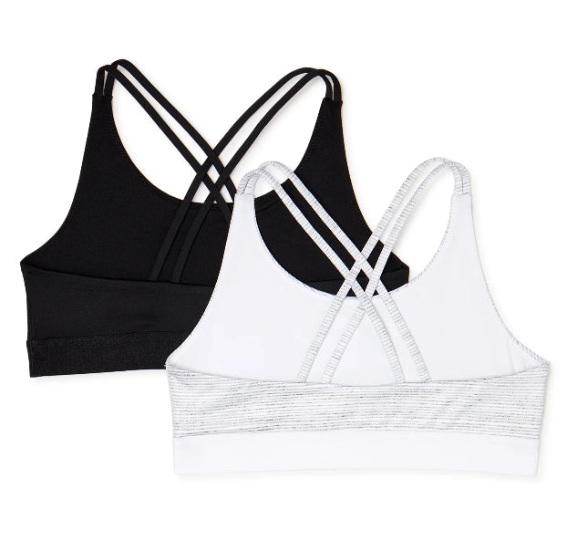 Athletic Works Girls Sports Bra, 2 Pack