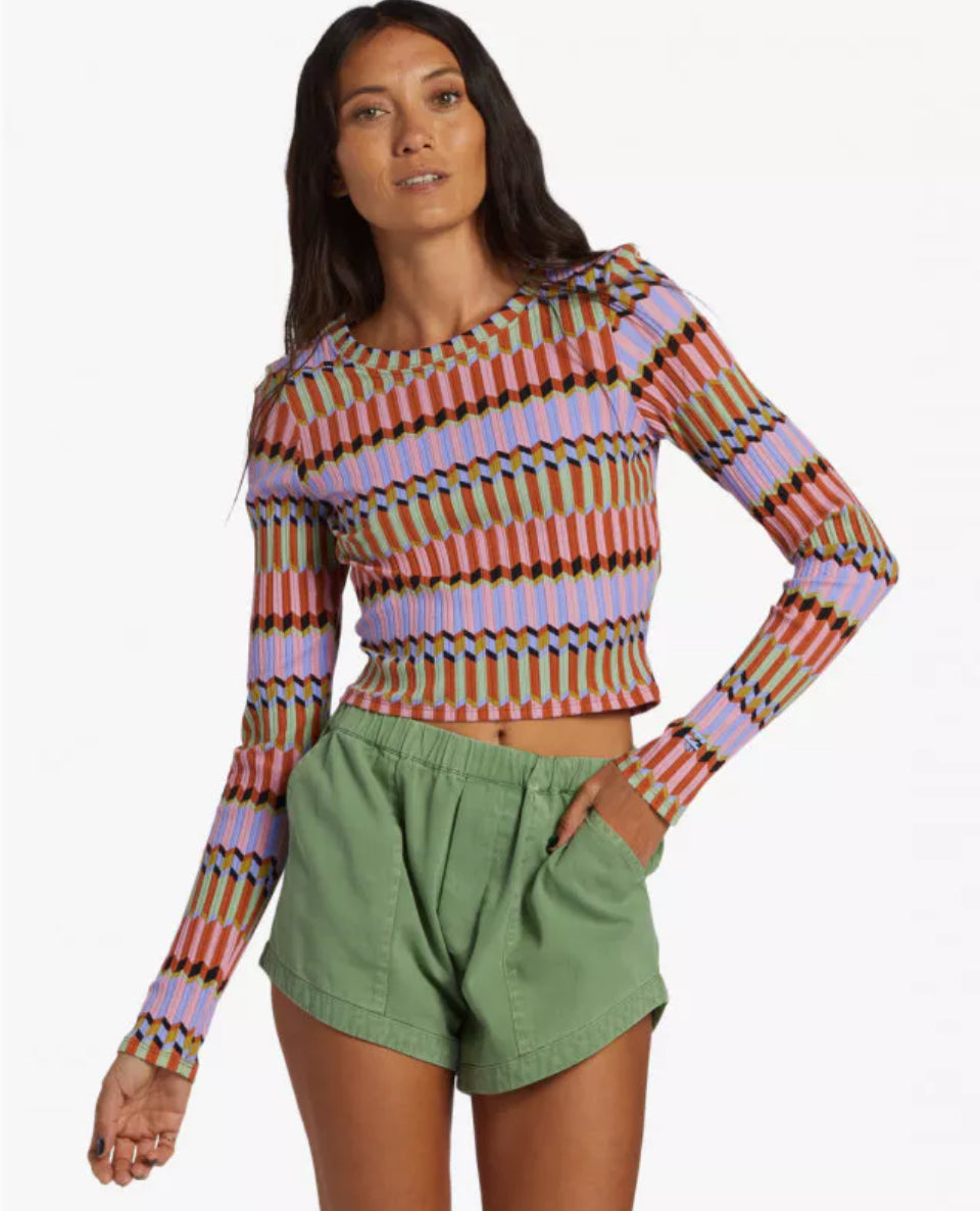 Billabong “Don’t Sweat It” Striped Ribbed Top