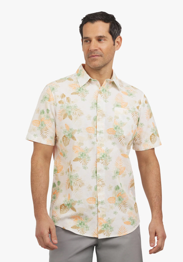 Chaps Men's and Big Men's Linen-Blend Print Woven Shirt.