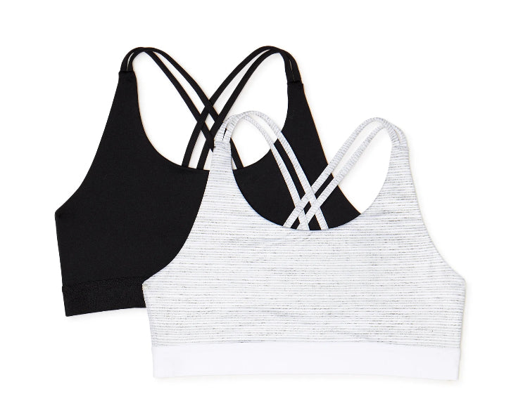 Athletic Works Girls Sports Bra, 2 Pack