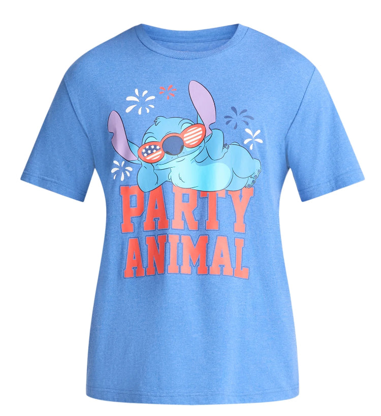 Lilo & Stitch, Men's & Big Men's Graphic T-Shirt, Patriotic Americana July 4th Party Animal.