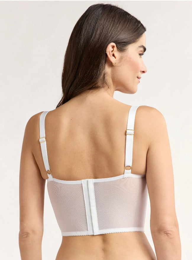 Joyspun Women's Bridal Satin Bustier with Lace Trim.