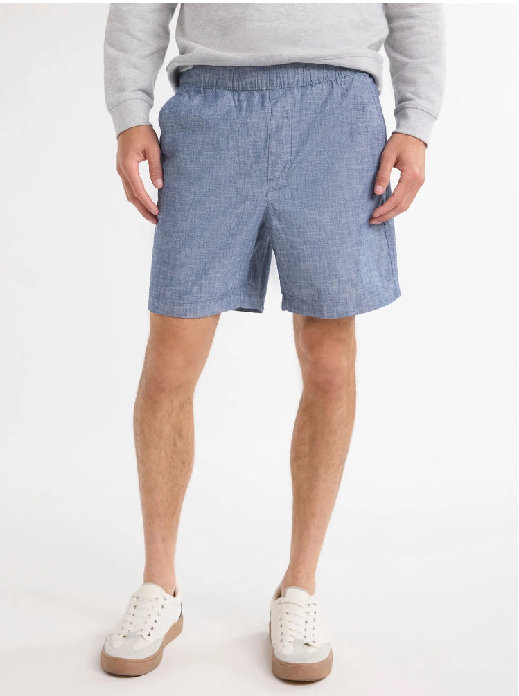 Free Assembly Men’s Cotton Chambray Pull On Shorts.