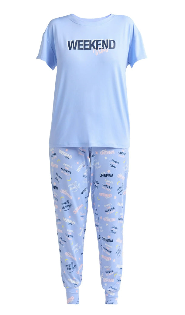 Joyspun Women's and Women’s Plus Sleep Tee and Joggers Pajama Set, 2-Piece.