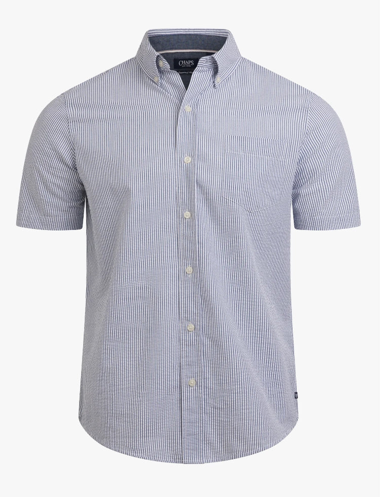 Chaps Men's Short Sleeve Seersucker Woven Shirt.