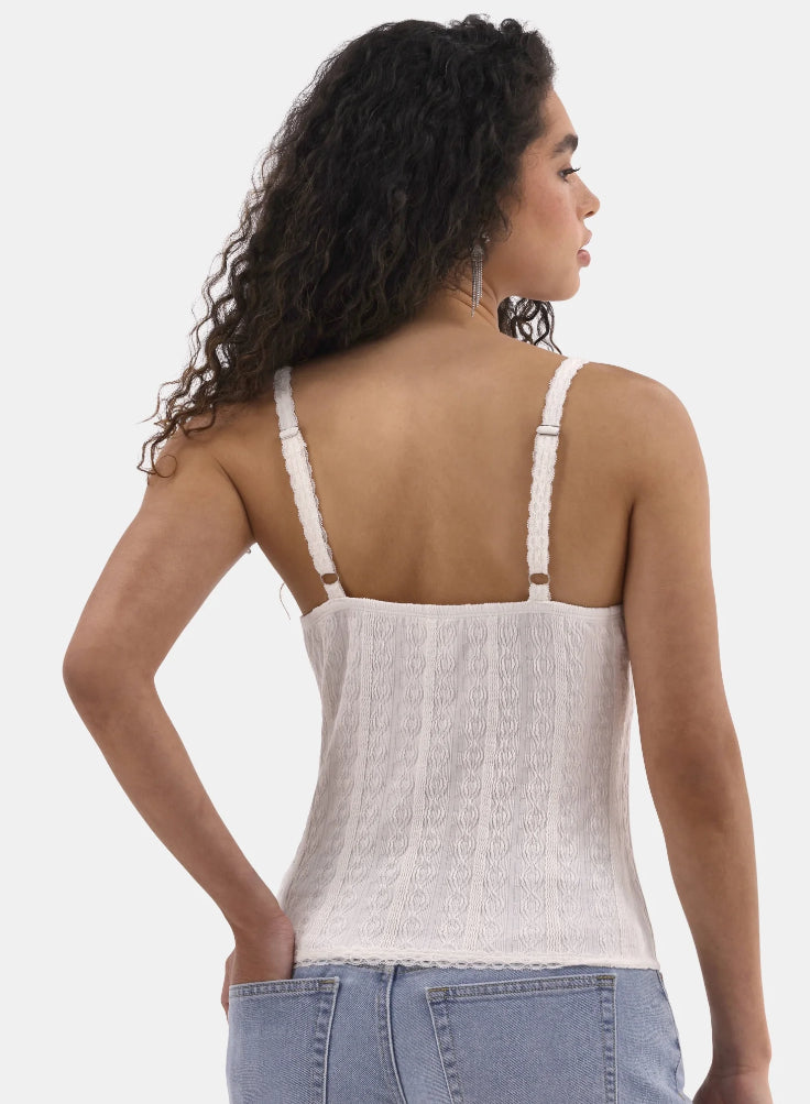 No Boundaries Lace Trim Cami Top, Women's