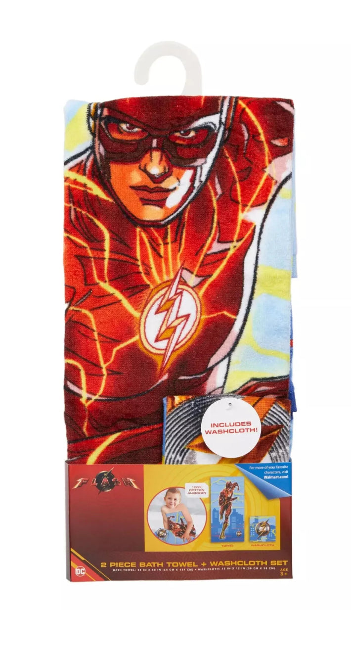 The Flash Kids Cotton 2 Piece Towel and Washcloth Set