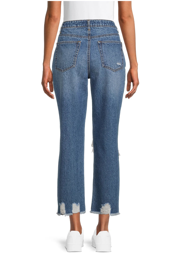 Vanilla Star Women's Juniors Distressed 90's Boyfriend Jean