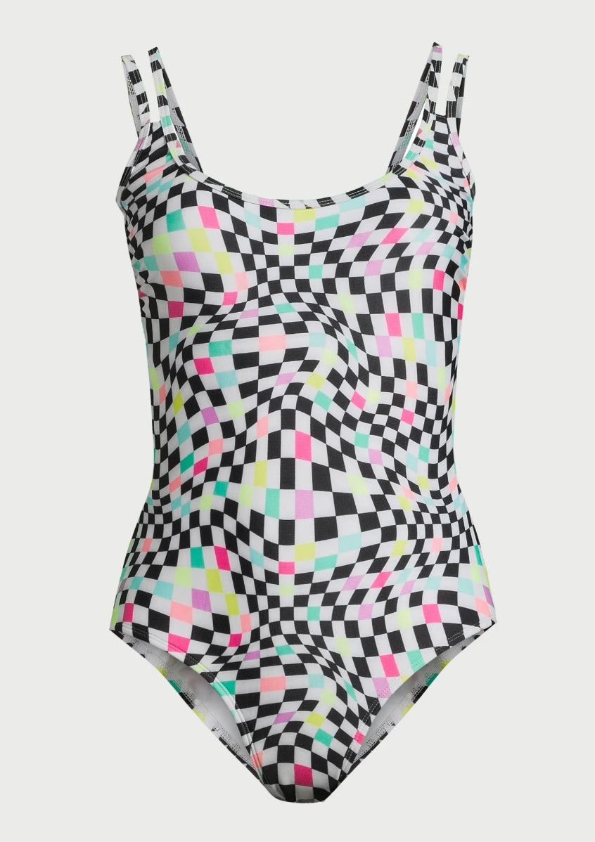 No Boundaries Juniors’ Multi-Strap One-Piece Swimsuit