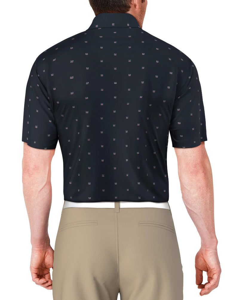 Ben Hogan Men's and Big Men’s Geo Print Short Sleeve Golf Polo Shirt.