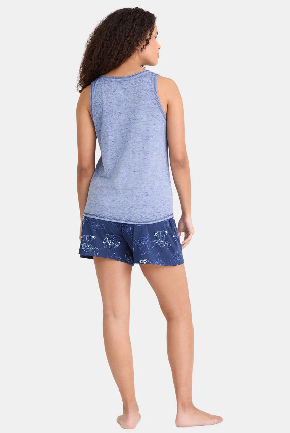 Disney Stitch Women's Tank Top and Shorts Pajama Set, 2-Piece.