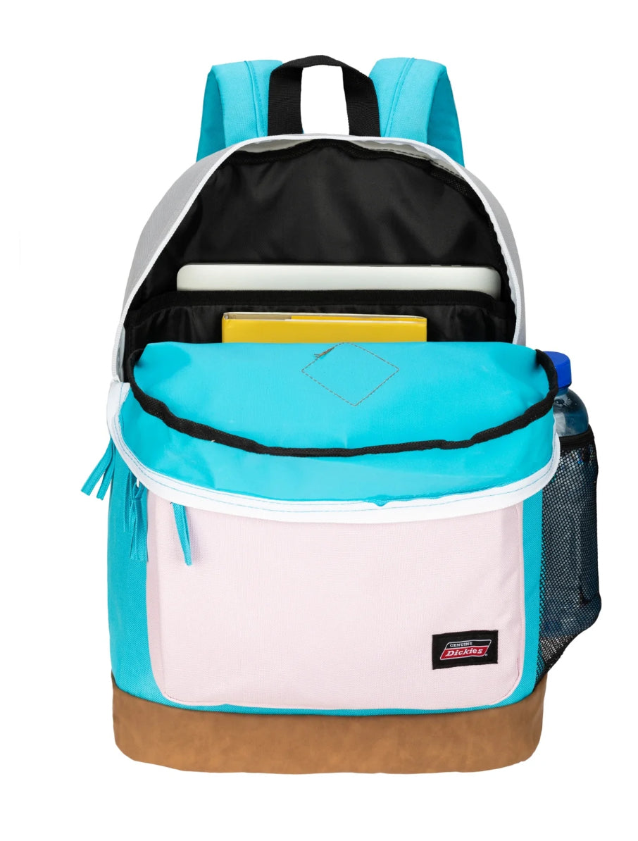 Genuine Dickies Unisex Varsity 17" Laptop Backpack Light Blue Pink Color Block