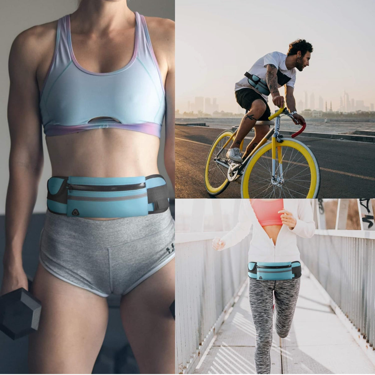 Blue Running Belt Fanny Pack,Waist Pack Bag for Hiking Cycling Workout