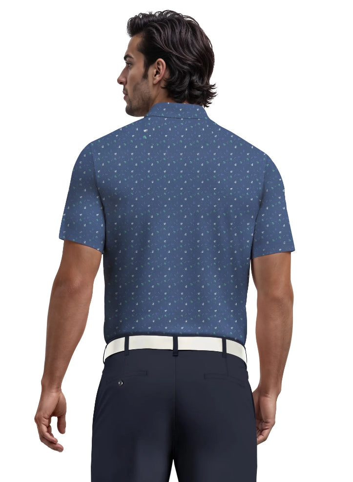 Ben Hogan Men's and Big Men’s Tossed Golf Cart Print Short Sleeve Golf Polo Shirt.