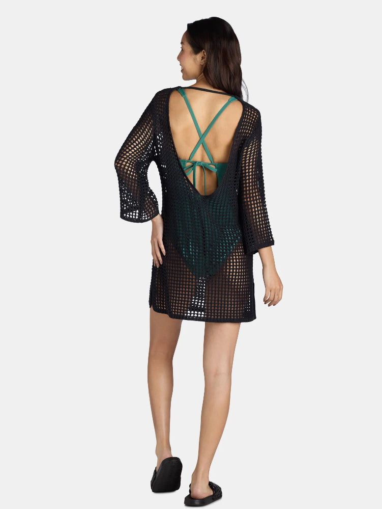 Time and Tru Crochet Cover-Up Dress – Black