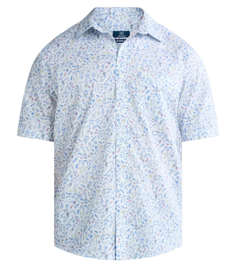 George Men's & Big Men's Button-Up Poplin Shirt with Short Sleeves.
