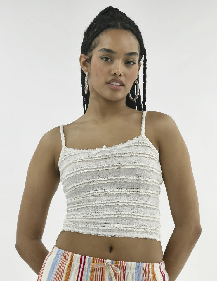 No Boundaries Lace Pucker Tank Top, Women's
