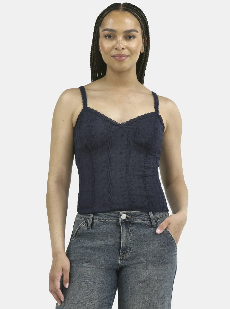 No Boundaries Lace Trim Cami Top, Women's