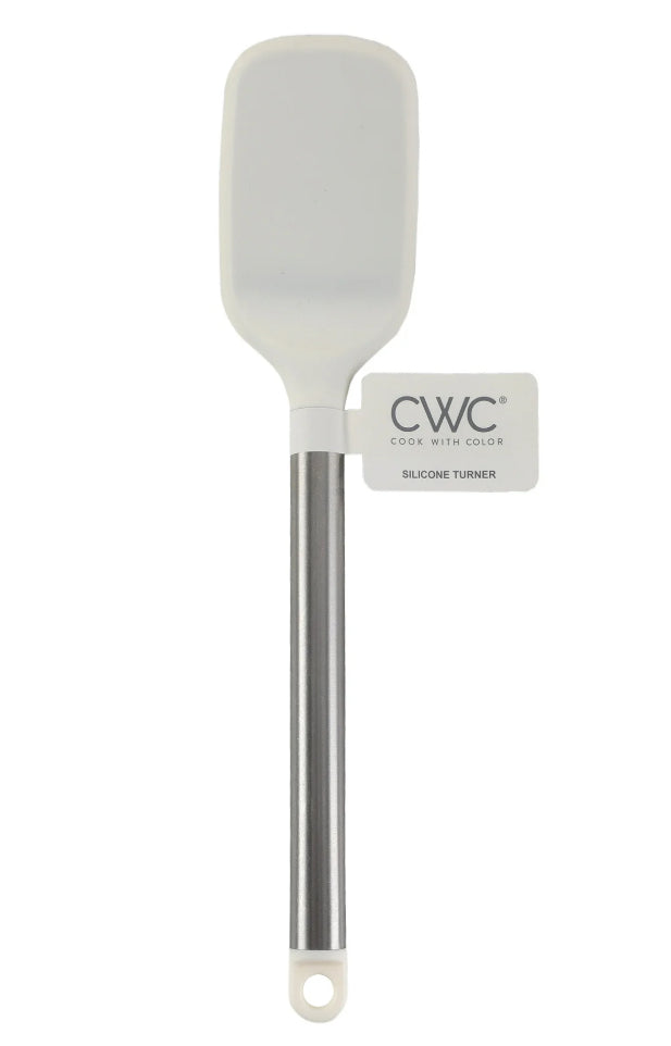 Cook With Color Cream 12inch silicone turner is a key item to have in your Kitchen. This turner is made with durable food safe silicone and is meant to last.