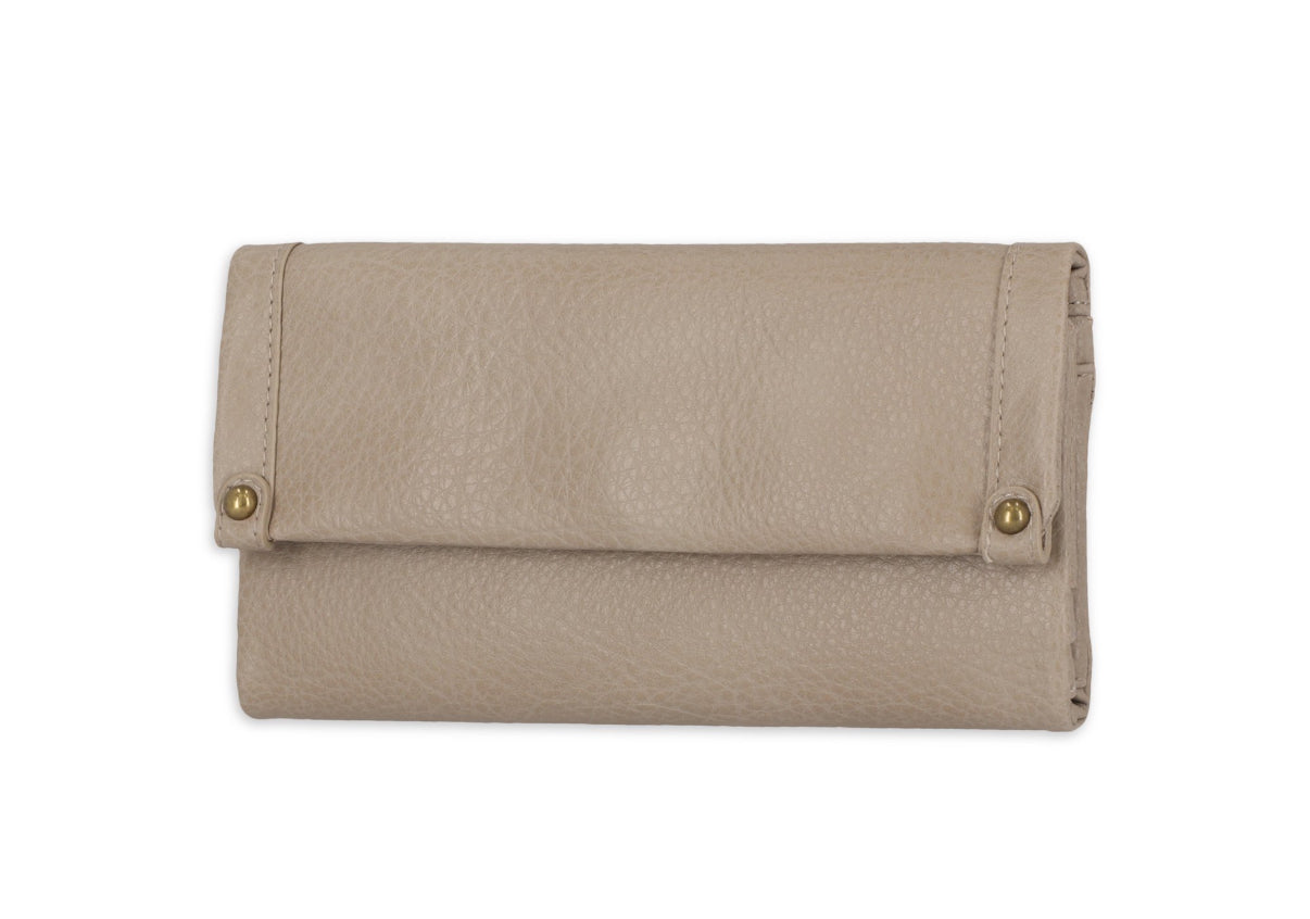 Time And Tru Women's Farrah Clutch Wallet Vinyl Solid Tan