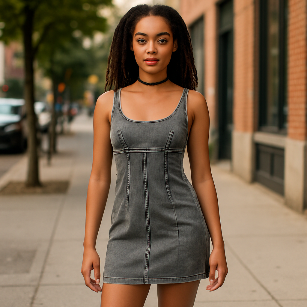 No Boundaries Women’s Grey Wash Scoop Neck Dress