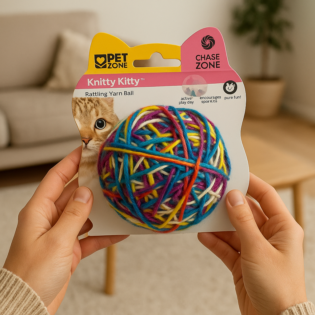 Pet Zone Knitty Kitty™ – Rattling Yarn Ball Cat Toy