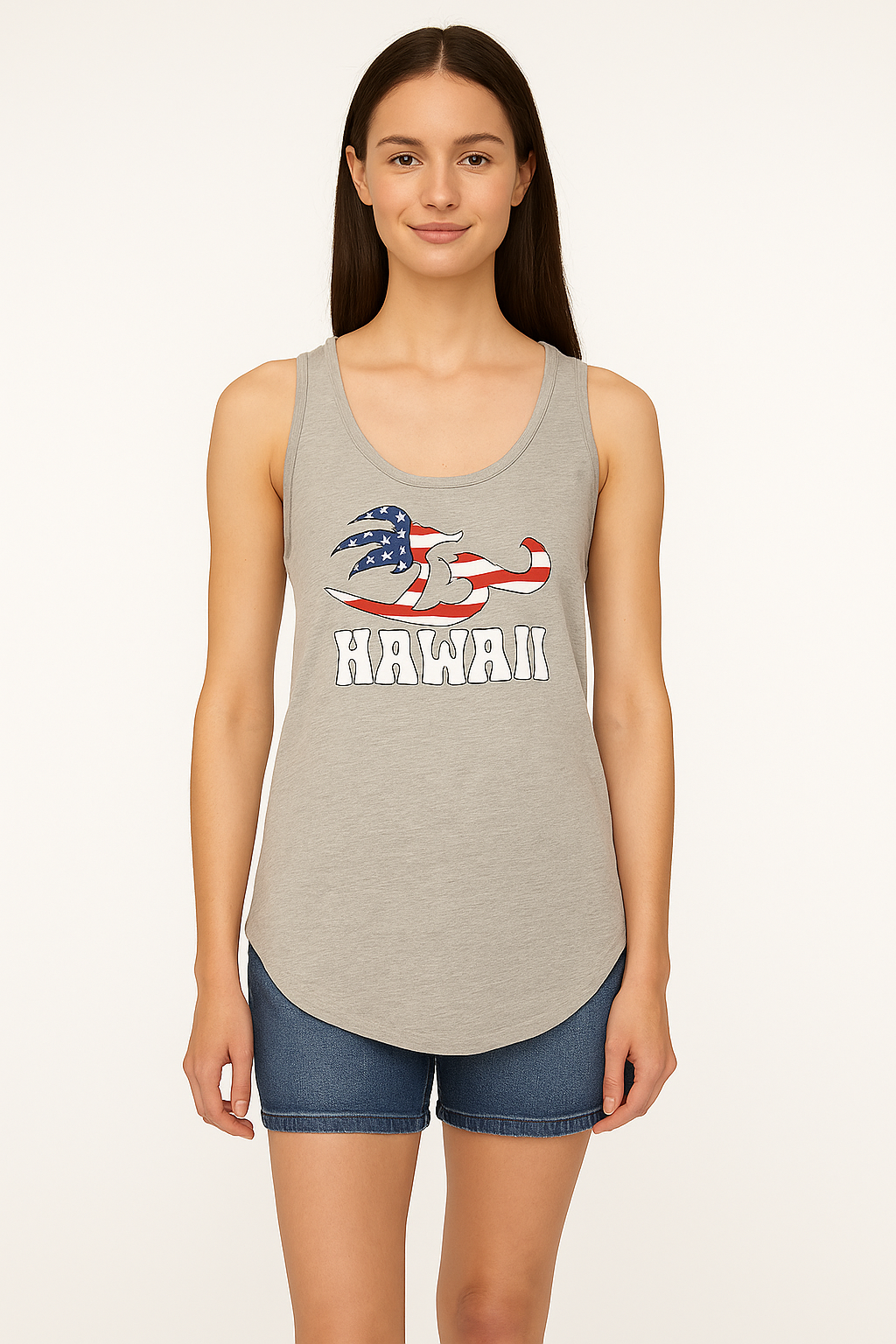 Honolua Wahine Tank Top – HAWAII Graphic (Heather Grey)