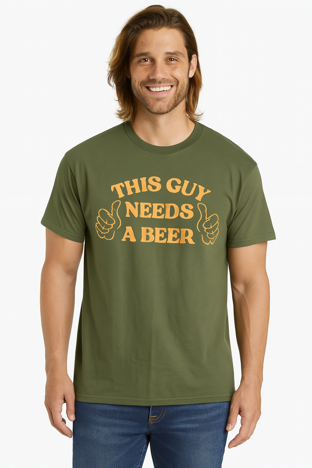 This Guy Needs a Beer” graphic T-shirt!