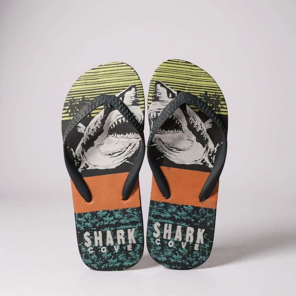 Chatties Kids Shark Flip-Flops – Navy Multi