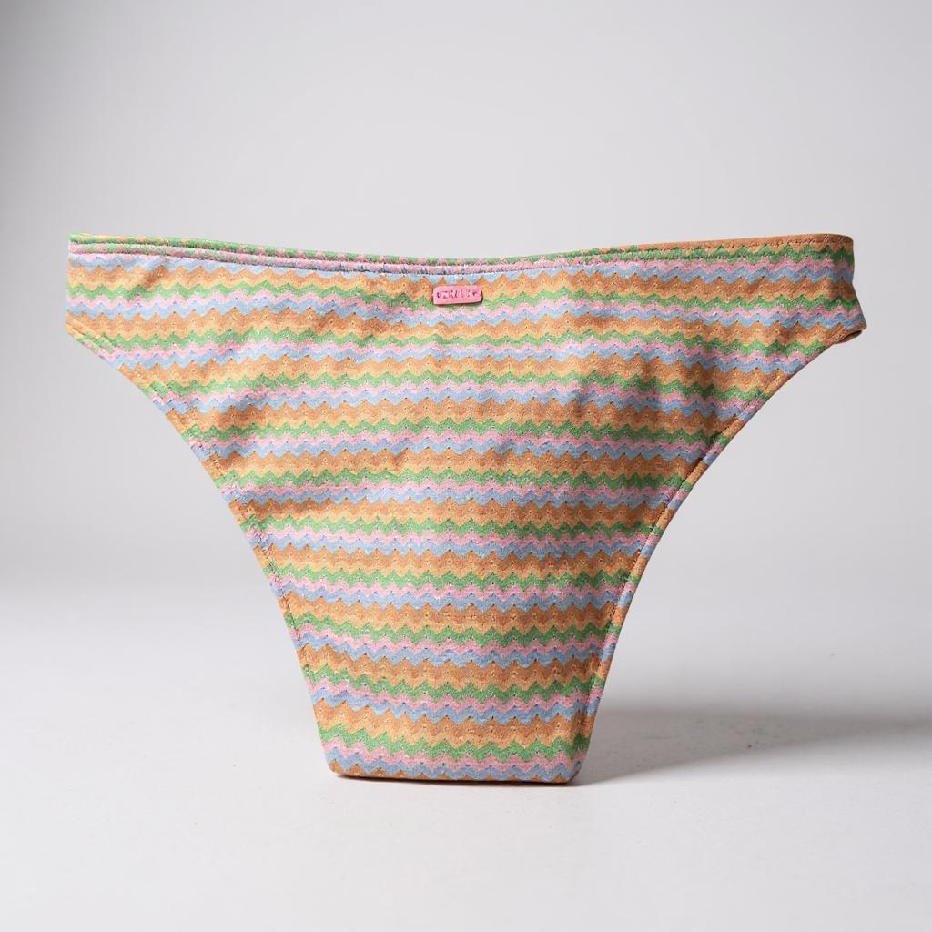 Roxy Wavy Stripe Cheeky Tie Side Bikini Bottom – Multi