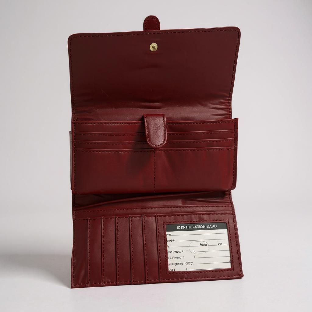 Classic Wine Red Wallet with Gold Buckle