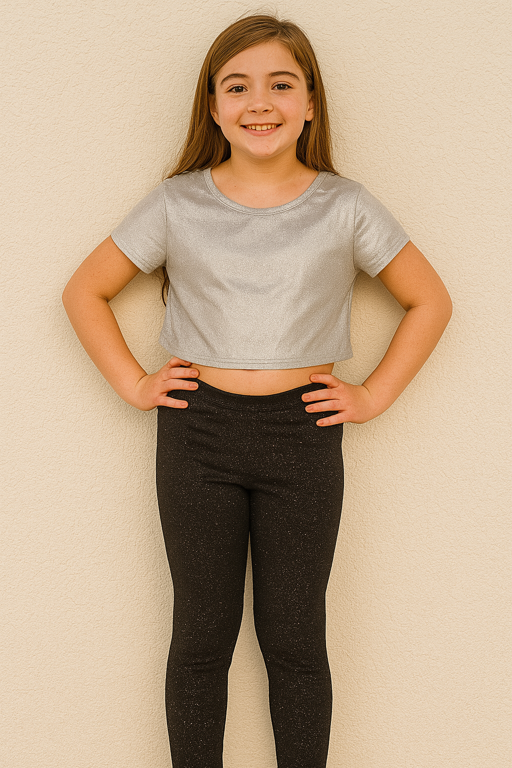 Girls’ Black Glitter Leggings