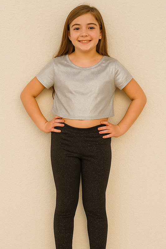 Girls’ Black Glitter Leggings