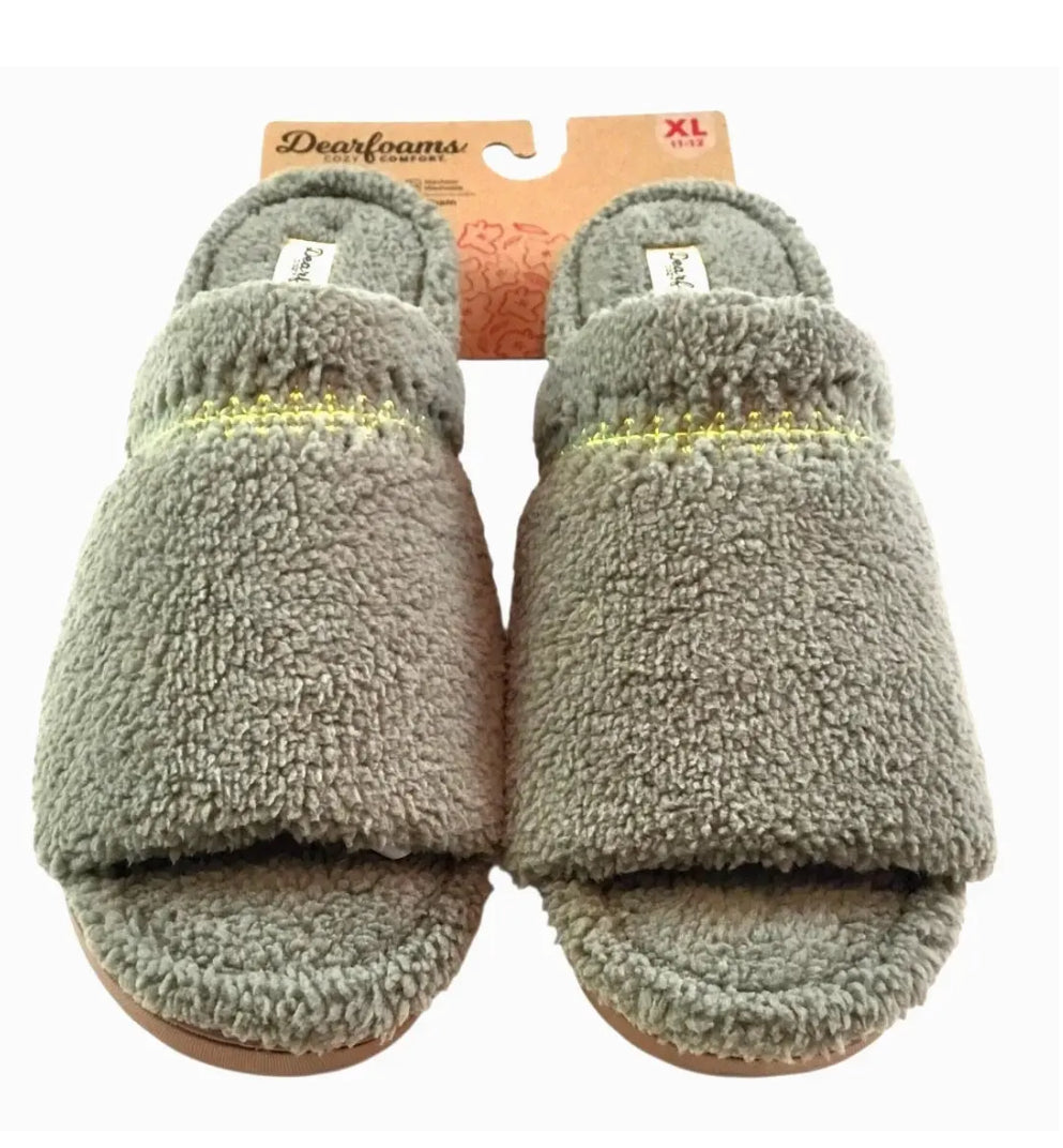 Dearfoam Slippers NWT Cozy Comfort Green Slip-On XL 11-12