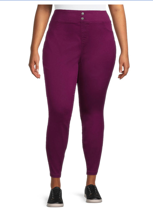 Terra & Sky Women’s Plus Size Skinny Jegging – Mid-Rise – Purple