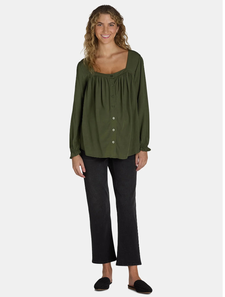 Time and Tru Maternity Square Neck Top — Sea Turtle Green