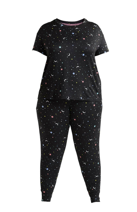 Joyspun Women's and Women’s Plus Sleep Tee and Joggers Pajama Set, 2-Piece.